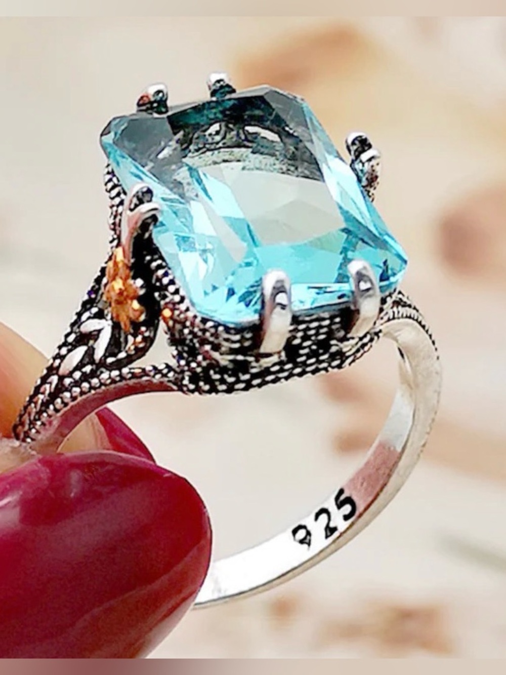 New ring 925 blue/silver